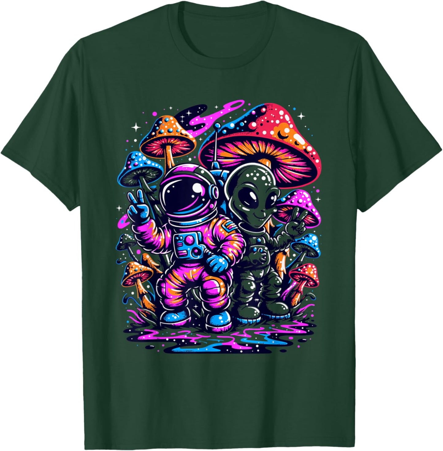 Trippy Space Galaxy Graphic Festival Men Music Men Women T-Shirt - T-Shirt | Forest