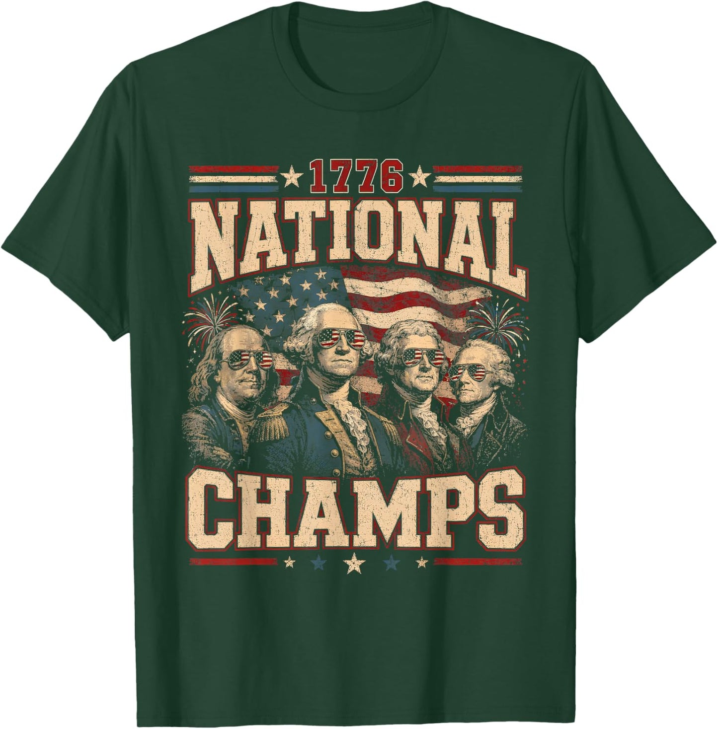 Retro 1776 National Champs Funny Patriotic America T-Shirt - T-Shirt | Forest