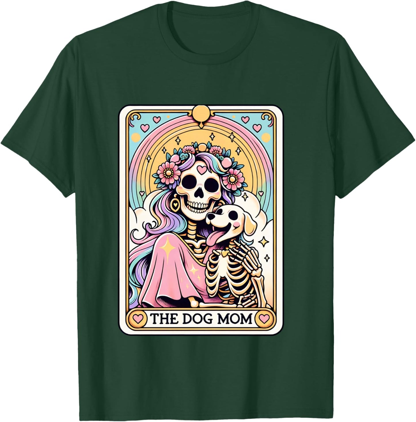 The Dog Mom Tarot Card Cute Skeleton Dog Lover Gift Graphic T-Shirt - T-Shirt | Forest