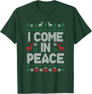 I Come In Peace Couple Matching Ugly Sweater Christmas Funny T-Shirt - T-Shirt | Forest