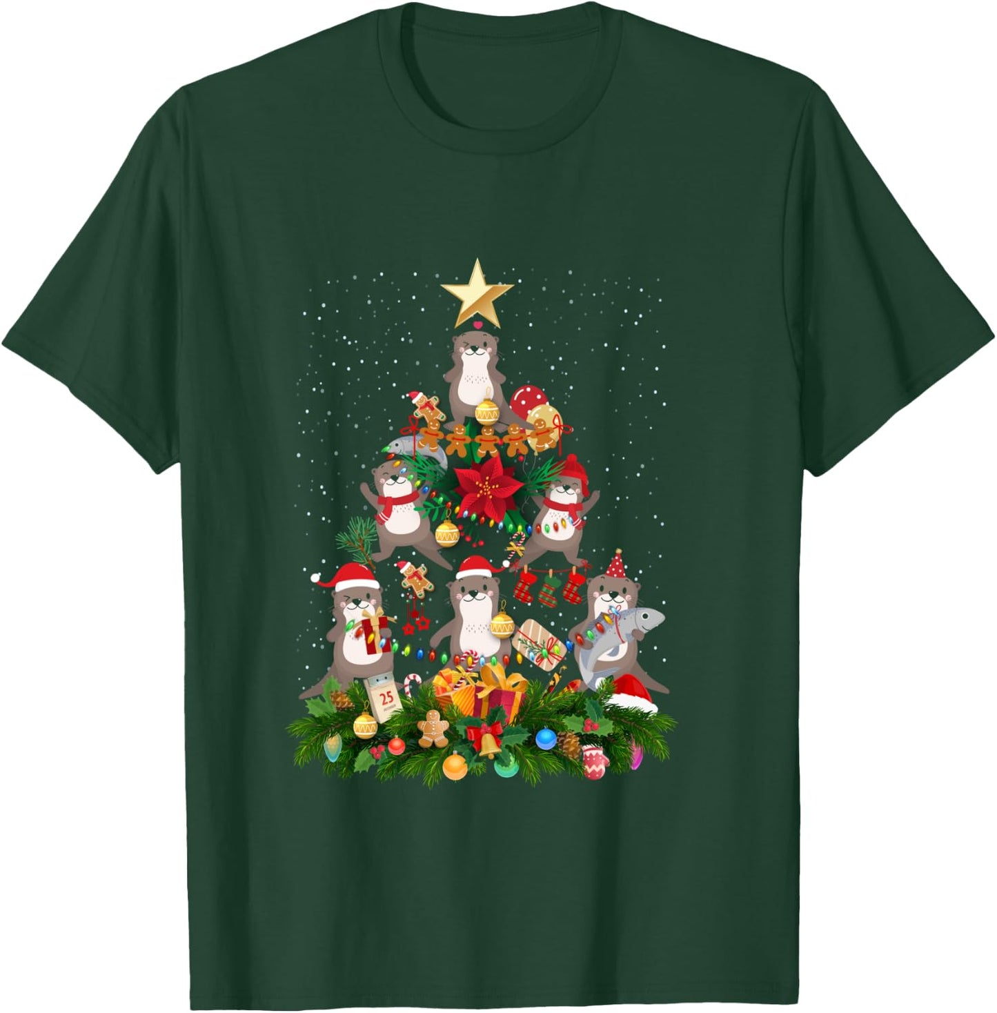 Otter Xmas Tree Ornaments Zookeepers Christmas River Otter T-Shirt - T-Shirt | Forest