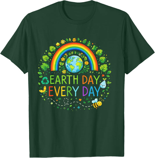 Pretty Earth Day Every Day Rainbow with Trees Earth Day T-Shirt - T-Shirt | Forest