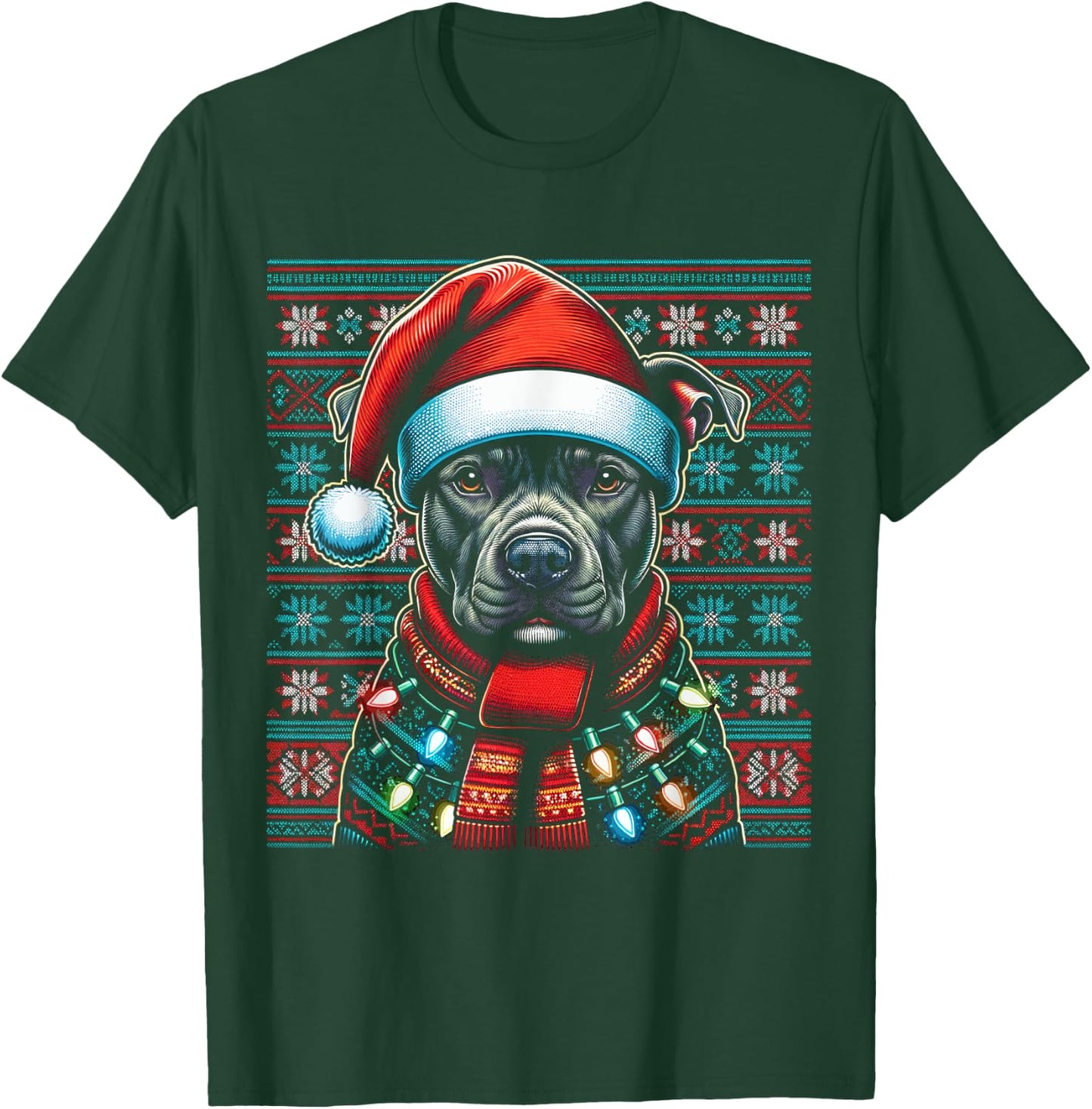 Christmas Pit bull Xmas Pit Bull Mom Dog Lover Santa T-Shirt - T-Shirt | Forest