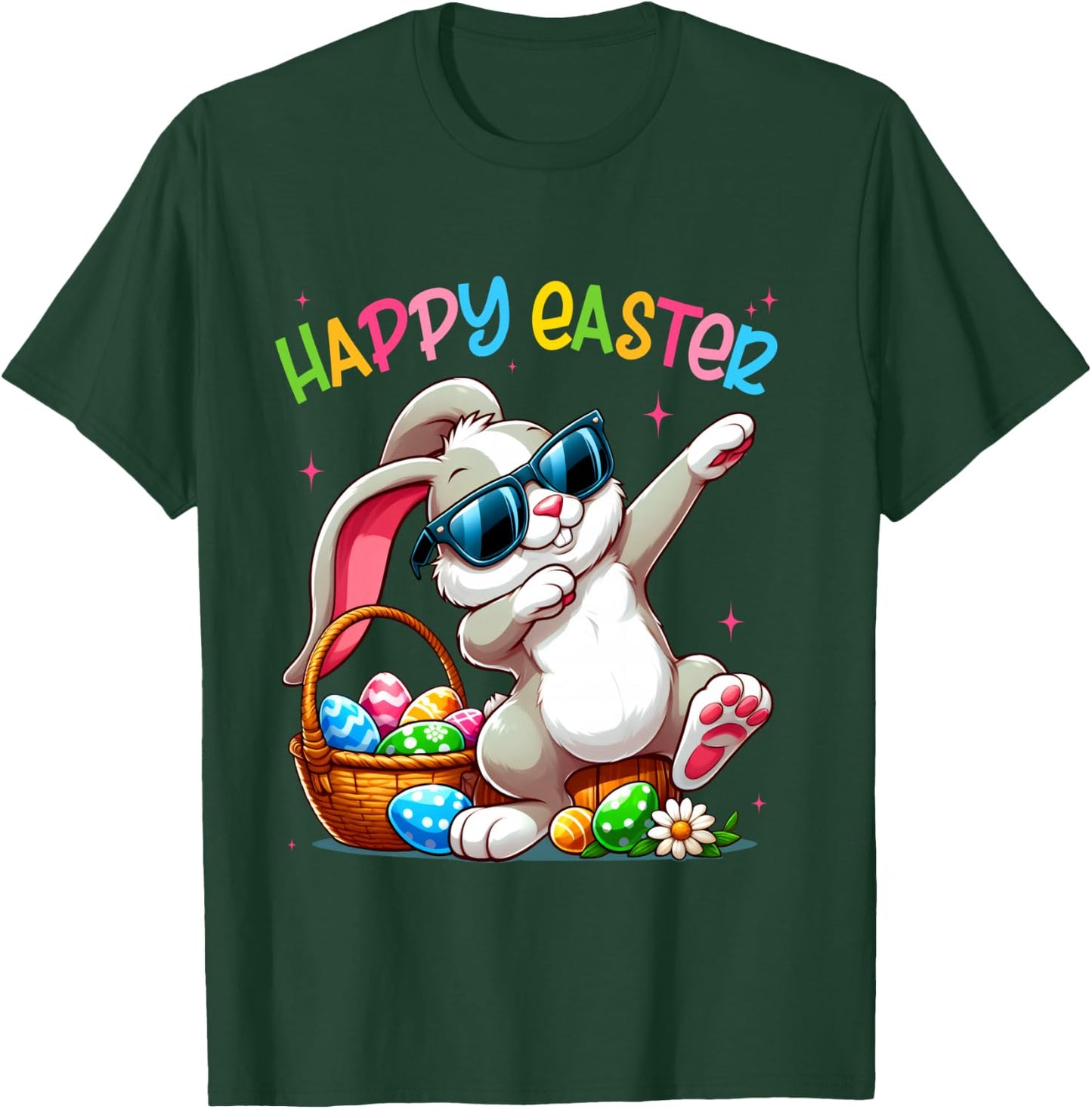 Funny Dabbing Bunny Easter Happy Easter for Boys Girls Adult T-Shirt - T-Shirt | Forest