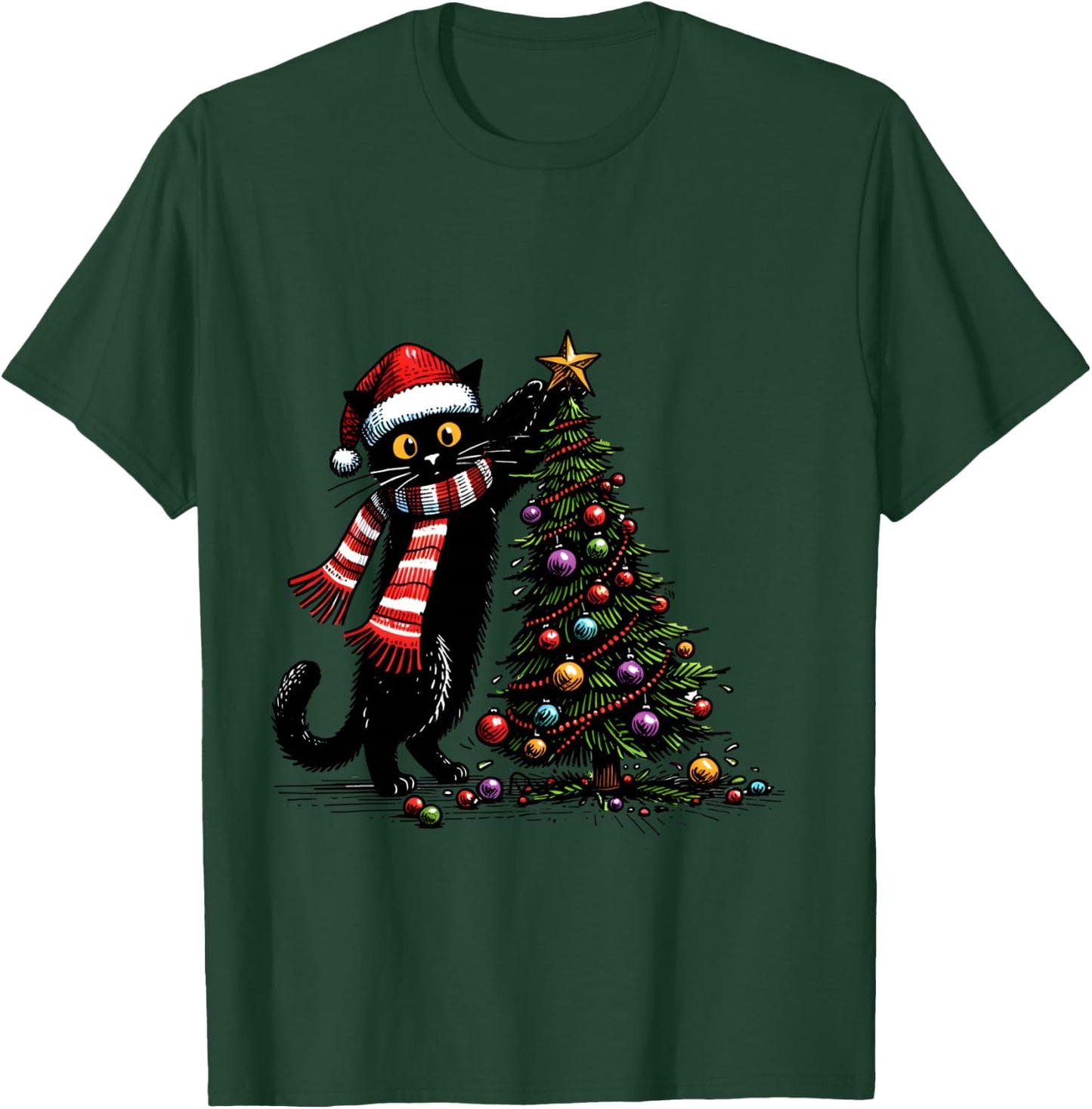Cat Merry Christmas 2024 Woman Cat Man Cat 2024 Christmas Gift , Blue, S T-Shirt - T-Shirt | Forest