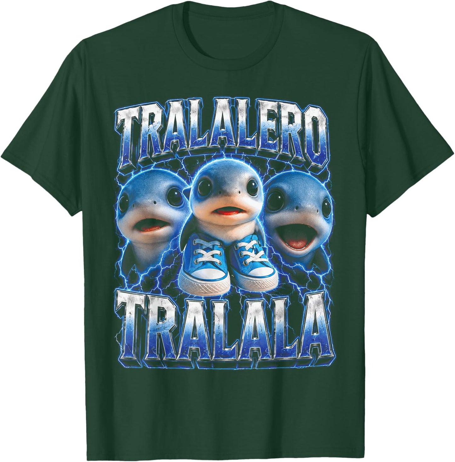 Tralalero Tralala Italian Brainrot Triple Shark Meme T-Shirt - T-Shirt | Forest