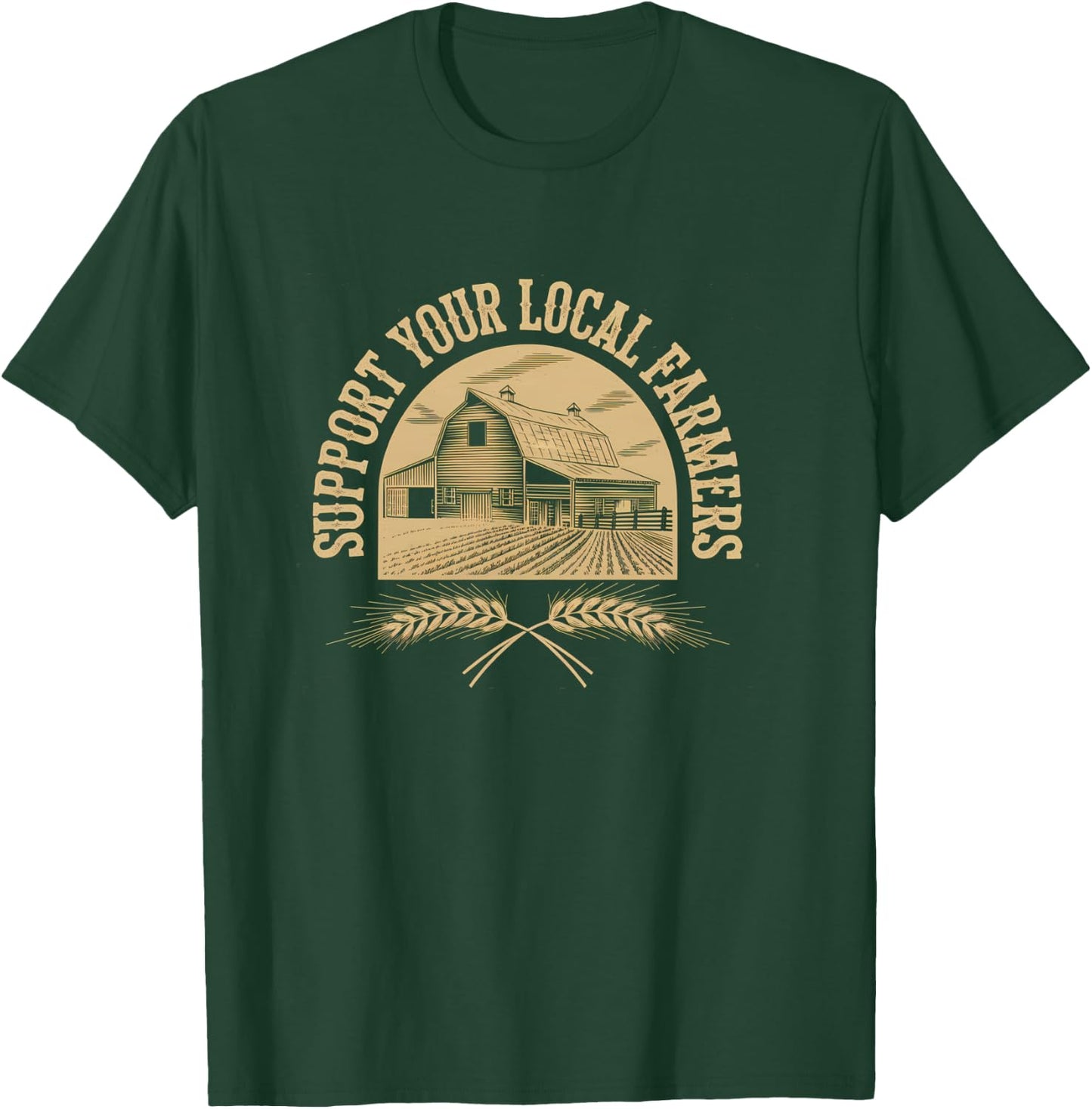 Eat Local Support Local Farmers Dairy Cattle Grandpa Farmer T-Shirt - T-Shirt | Forest