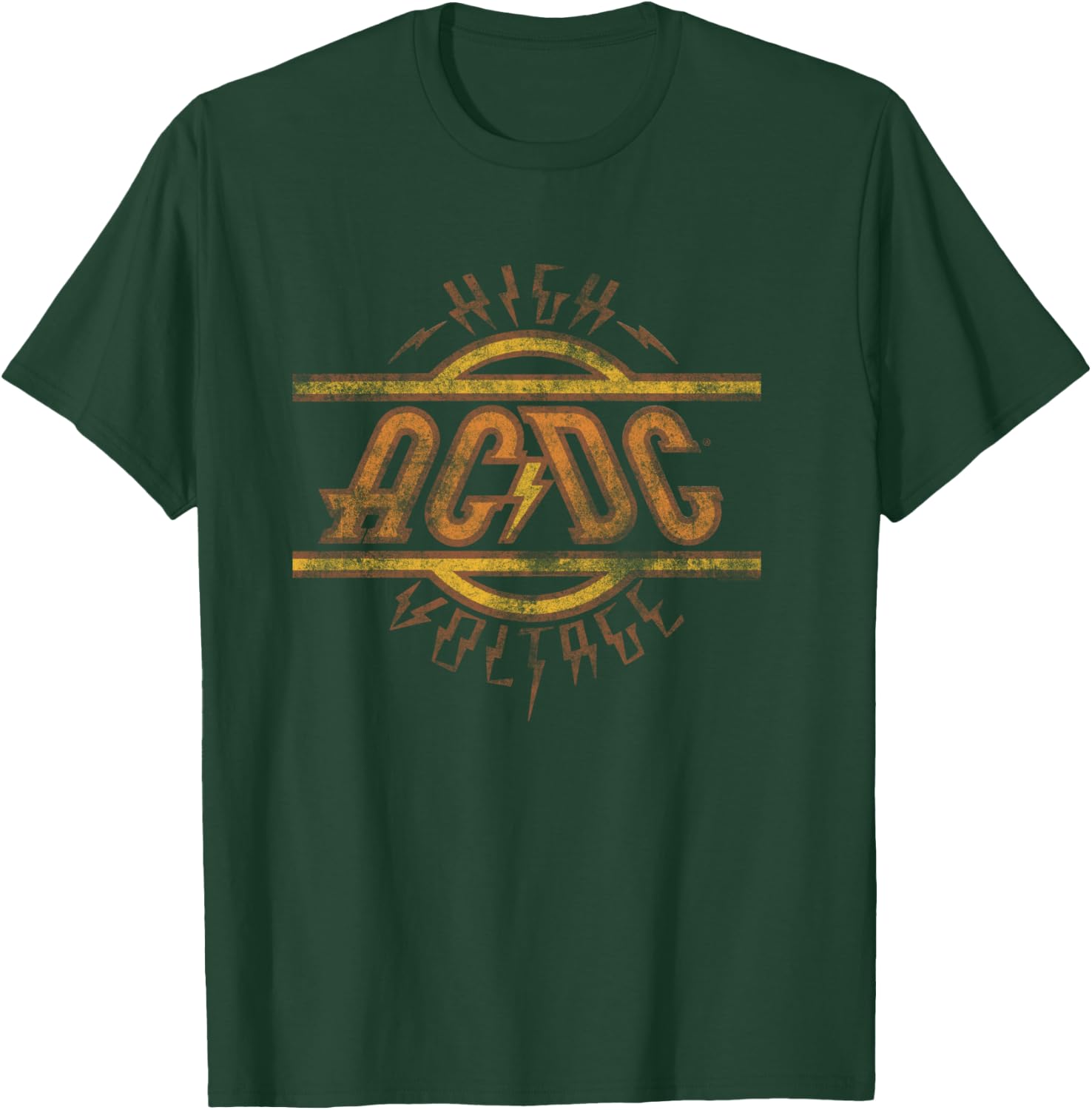 Offizielles AC/DC High Voltage Logo Distressed Band Langarmshirt T-Shirt - T-Shirt | Forest