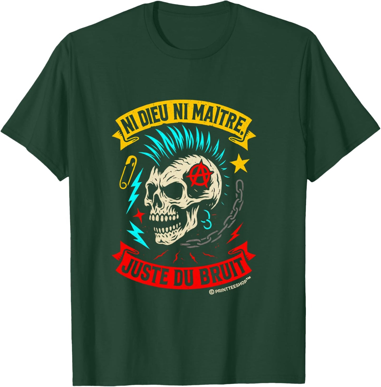 Punk Rock Music Skull Anarchist - Neither God nor Master T-Shirt - T-Shirt | Forest