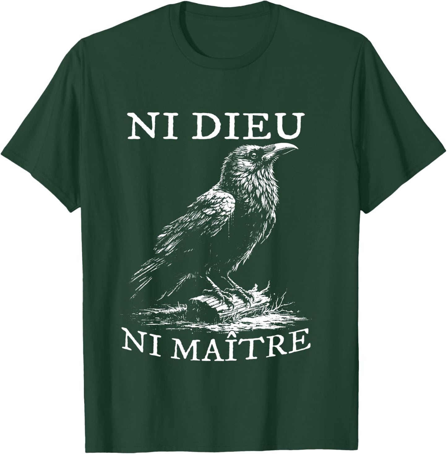 No God No Masters, Ni Dieu Ni Maitre, Retro Crow Bird T-Shirt - T-Shirt | Forest