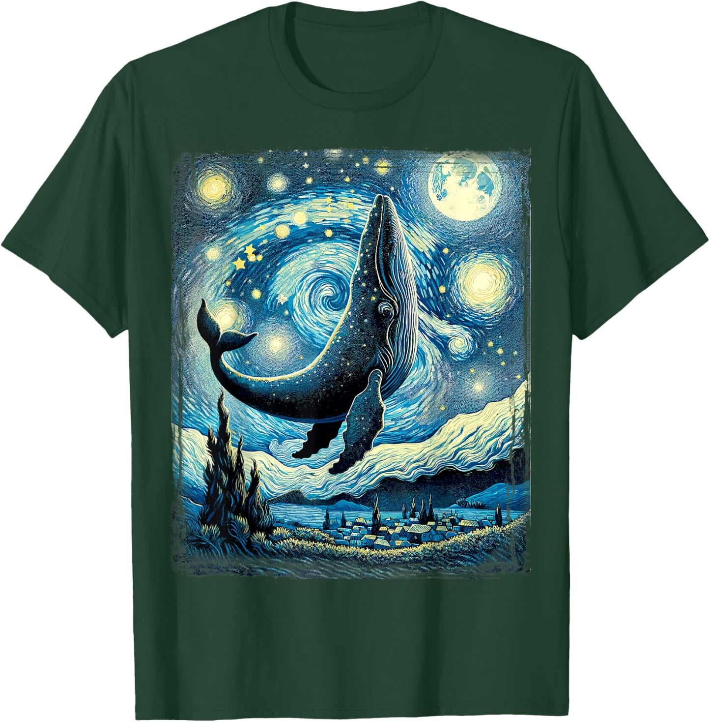Whale Star Gazer Artistic Van Gogh Style Starry Night Whale T-Shirt - T-Shirt | Forest