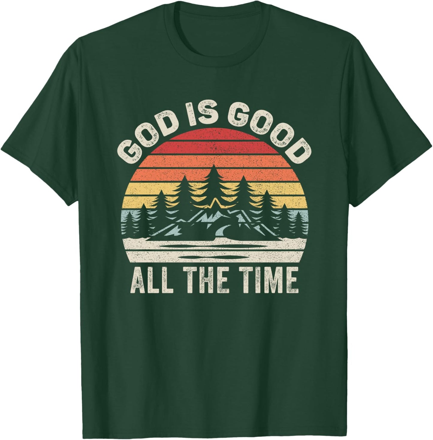 Vintage Retro God Is Good All The Time Christian T-Shirt - T-Shirt | Forest
