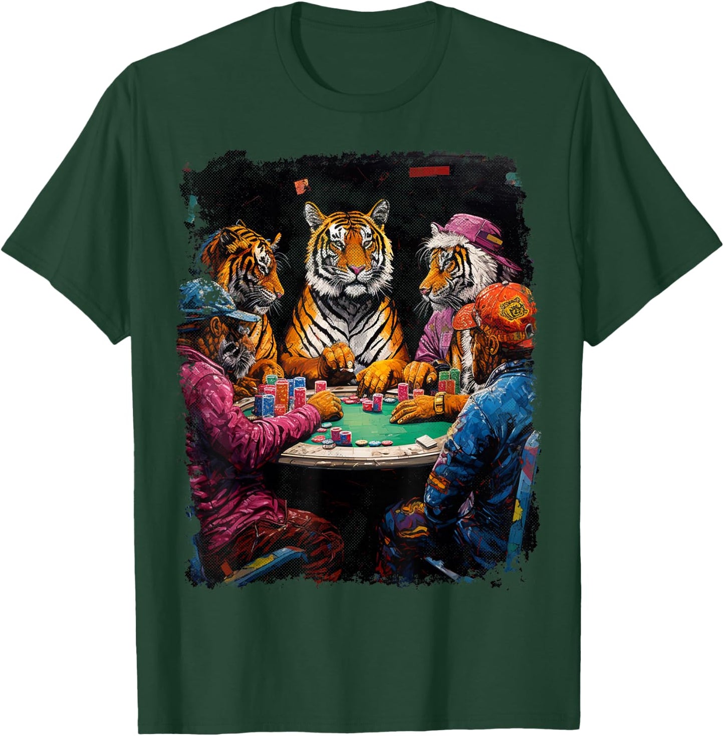 Funny Tiger Animal Playing Poker T-Shirt - T-Shirt | Forest