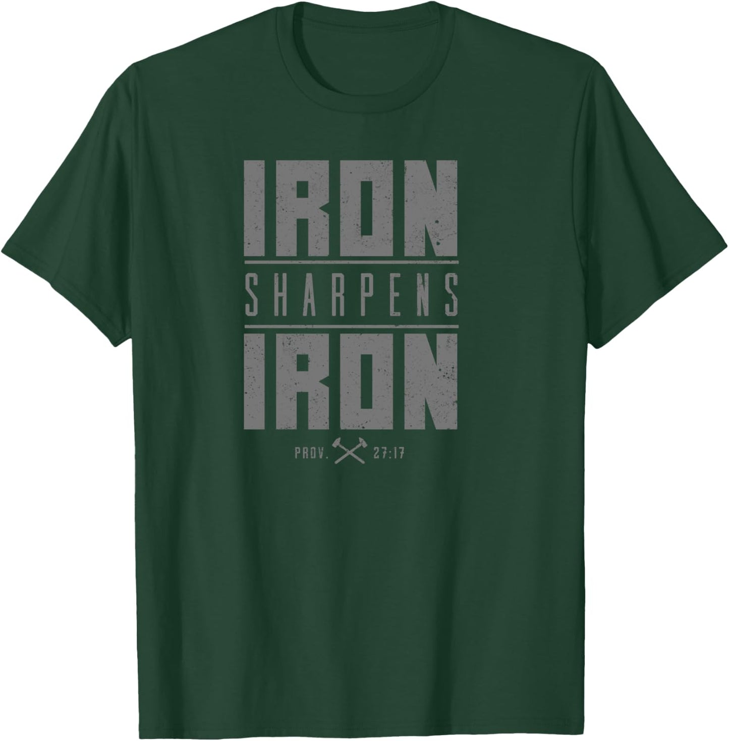Iron Sharpens Iron Christian Men Bible Scripture Gym Workout T-Shirt - T-Shirt | Forest