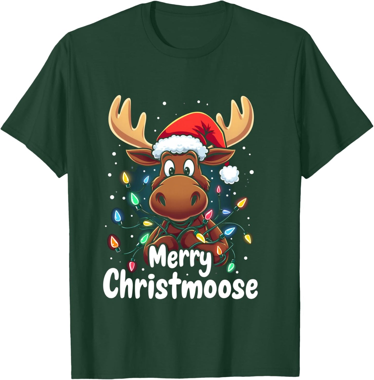 Merry Christmoose Christmas Moose Holiday T-Shirt - T-Shirt | Forest