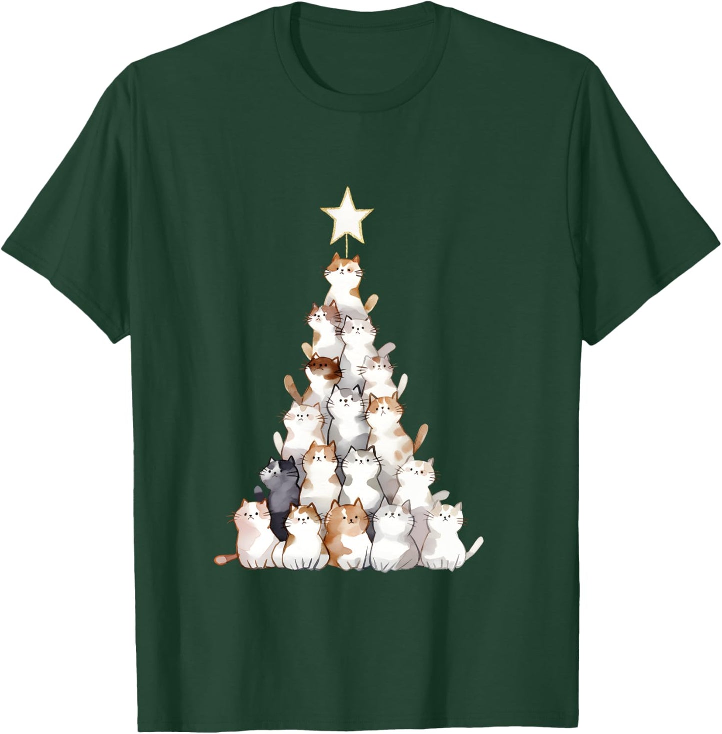 Arbre à Chat Amusant pour Hommes, Femmes, Enfants, Chat Moche de Noël Manche Longue T-Shirt - T-Shirt | Forest