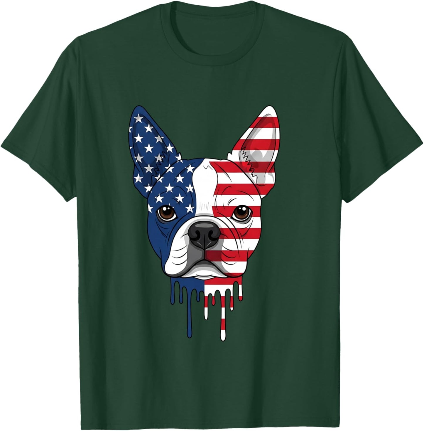 4th of July Boston Terrier Dog American Flag Patriotic T-Shirt - T-Shirt | Forest