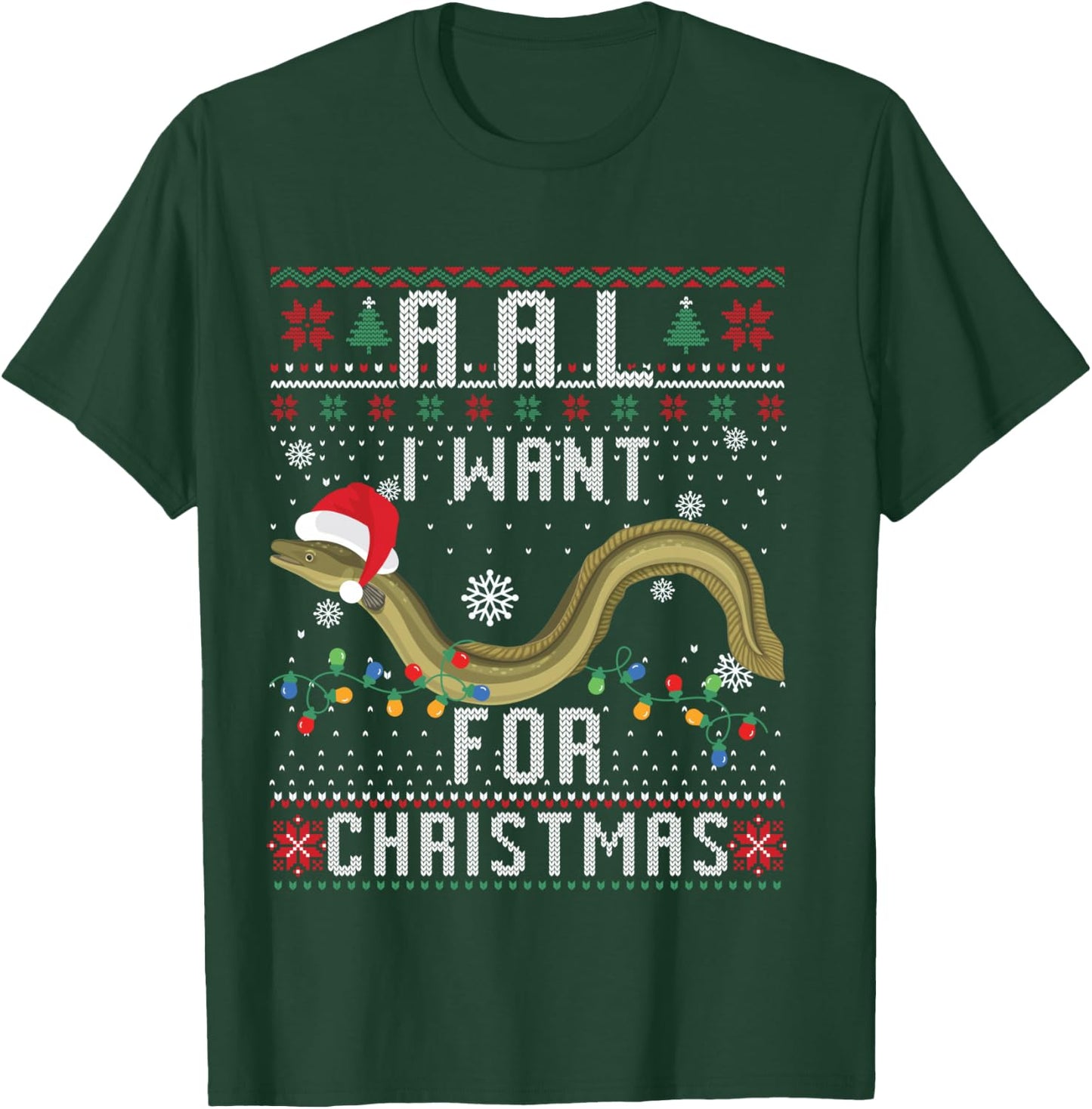 Eel I Want For Christmas I Angler Ugly Christmas Sweater Shirt, black T-Shirt - T-Shirt | Forest