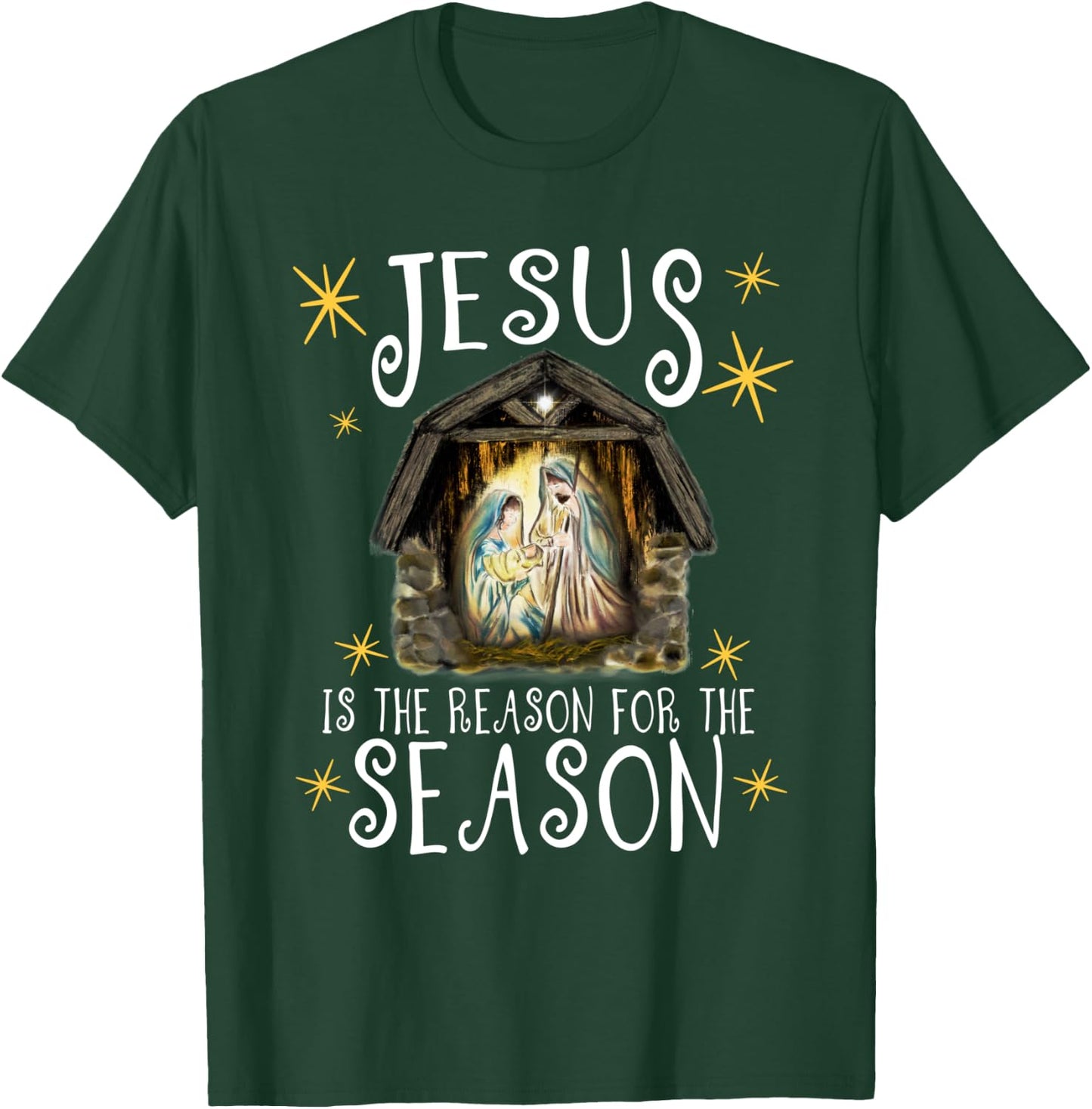 Christmas Nativity Jesus Is The Reason For The Season Manger T-Shirt - T-Shirt | Forest