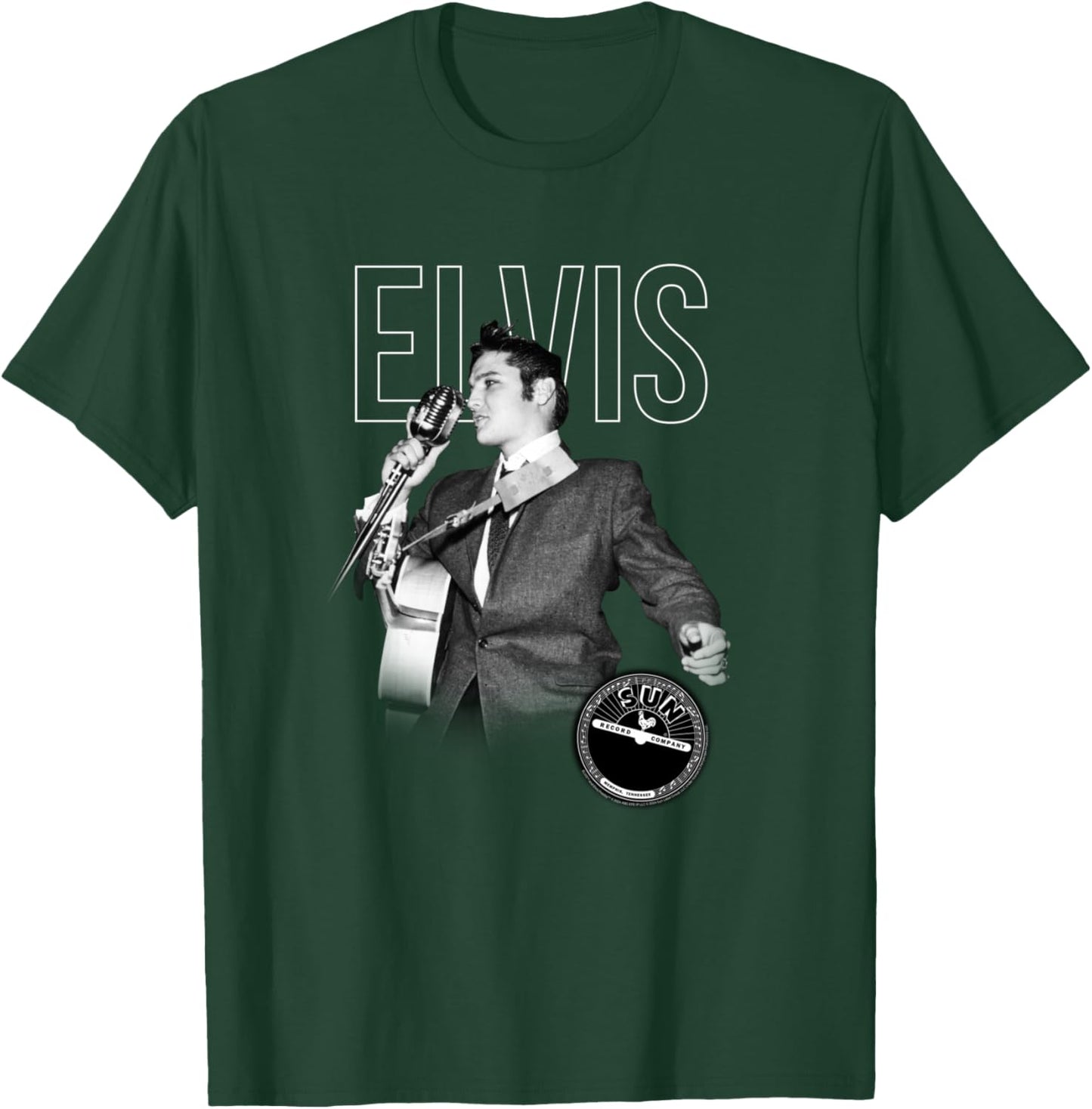 Offiziell Elvis Logo Portrait King of Rock'n'Roll Music Langarmshirt T-Shirt - T-Shirt | Forest