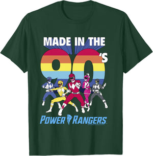 Power Rangers Made In The 90's Retro Rainbow Stripe Logo T-Shirt - T-Shirt | Forest