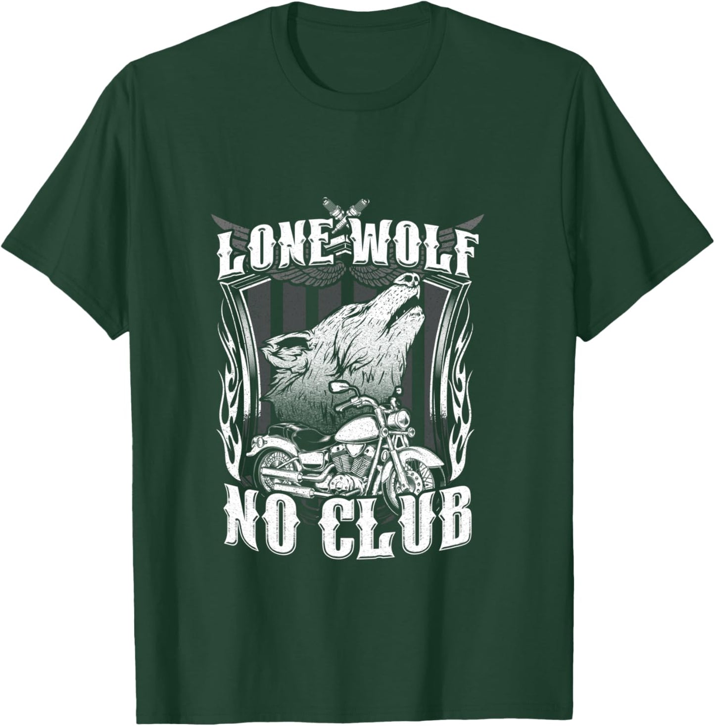 Lone Wolf No Club Moto Rider Biker Wolves Femme Homme Manche Longue T-Shirt - T-Shirt | Forest