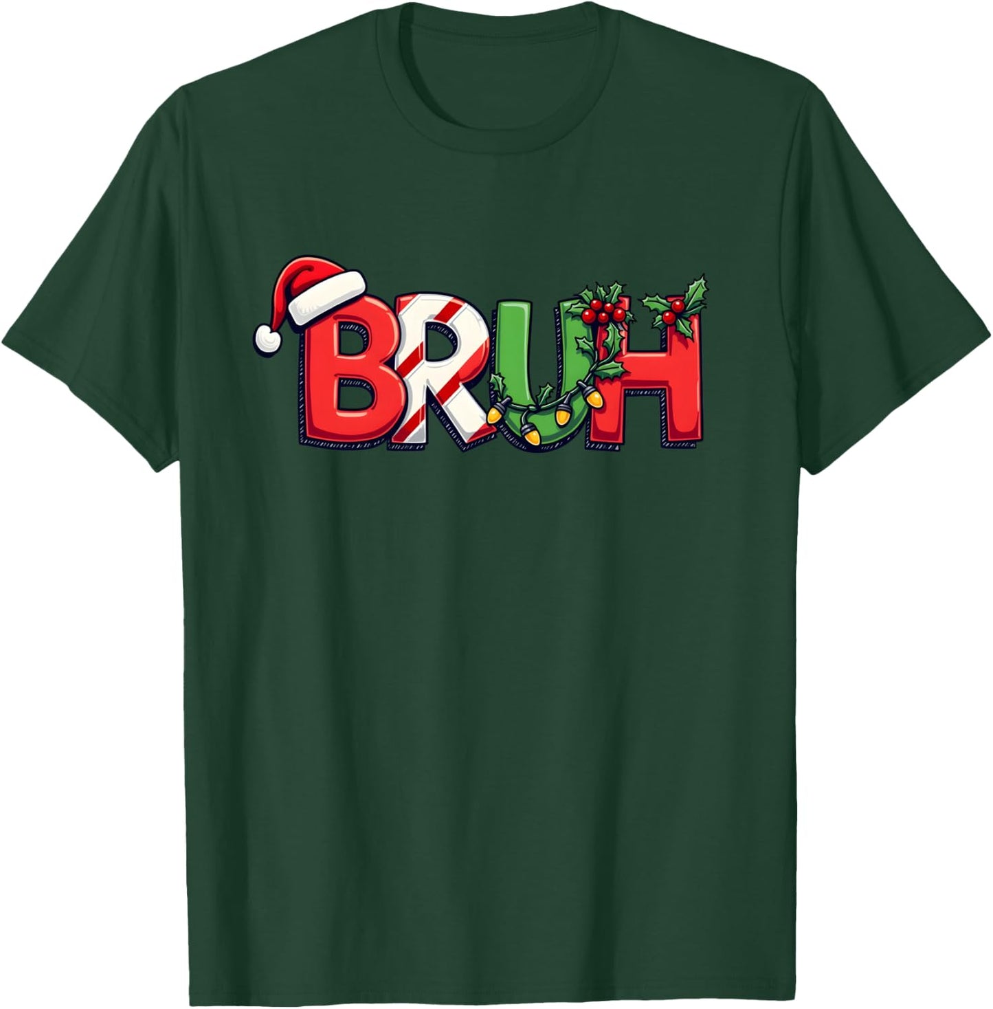 Bruh Funny Saying Bro Teens Boys Kids Christmas Xmas T-Shirt - T-Shirt | Forest