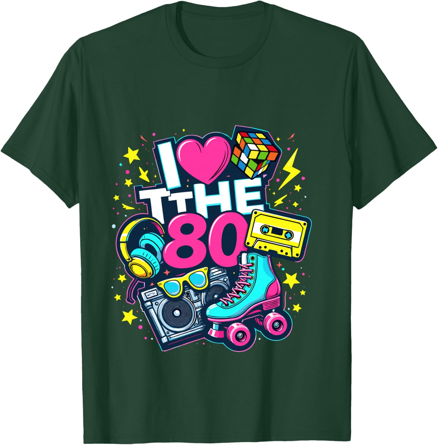 I Love The 80s Shirt Men Women Vintage 80s Party Costume , Black, S T-Shirt - T-Shirt | Forest