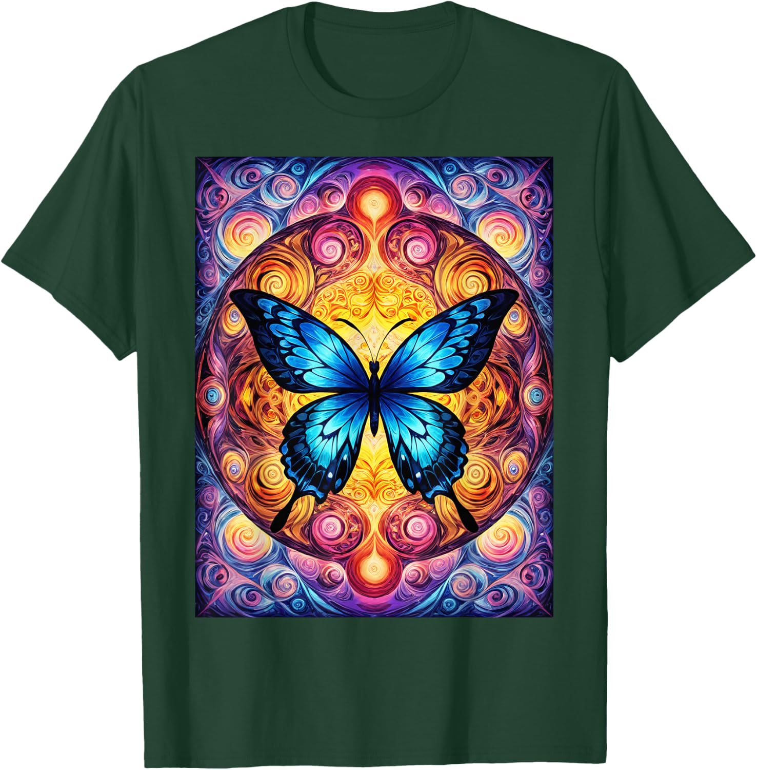 Blue Psychedelic Butterfly T-Shirt - T-Shirt | Forest