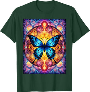 Blue Psychedelic Butterfly T-Shirt - T-Shirt | Forest