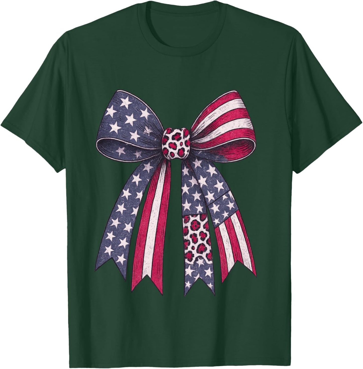 Vintage USA Bow in Red White Blue for Patriotic 4th Of July T-Shirt - T-Shirt | Forest