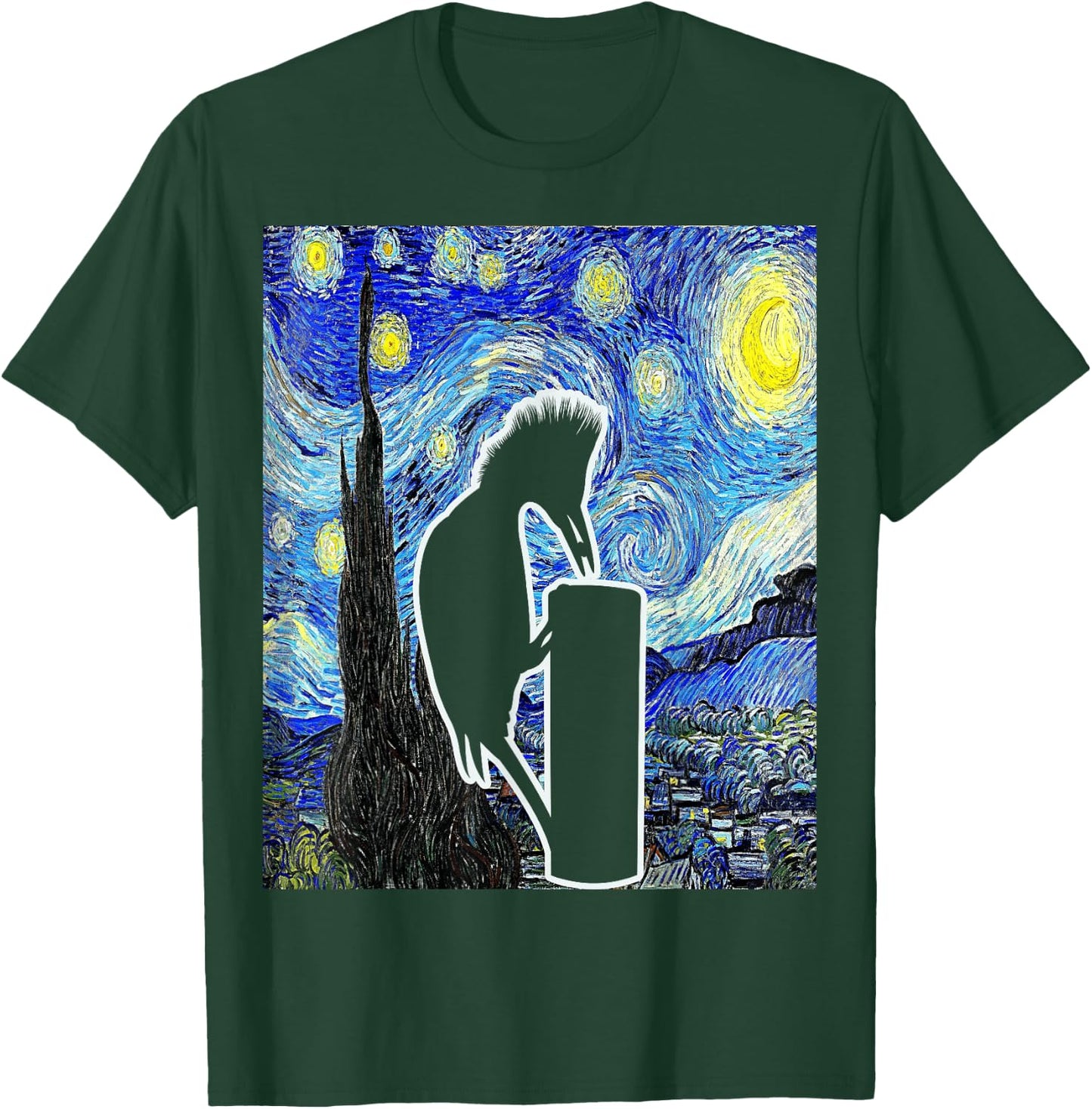 Woodpecker Starry Night Woodpecker Lover Birdwatching T-Shirt - T-Shirt | Forest