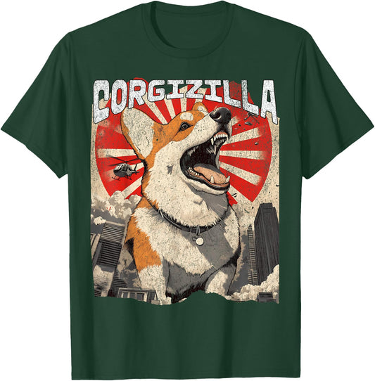 Corgizilla Funny Japan Vintage Style Corgi Lovers T-Shirt - T-Shirt | Forest