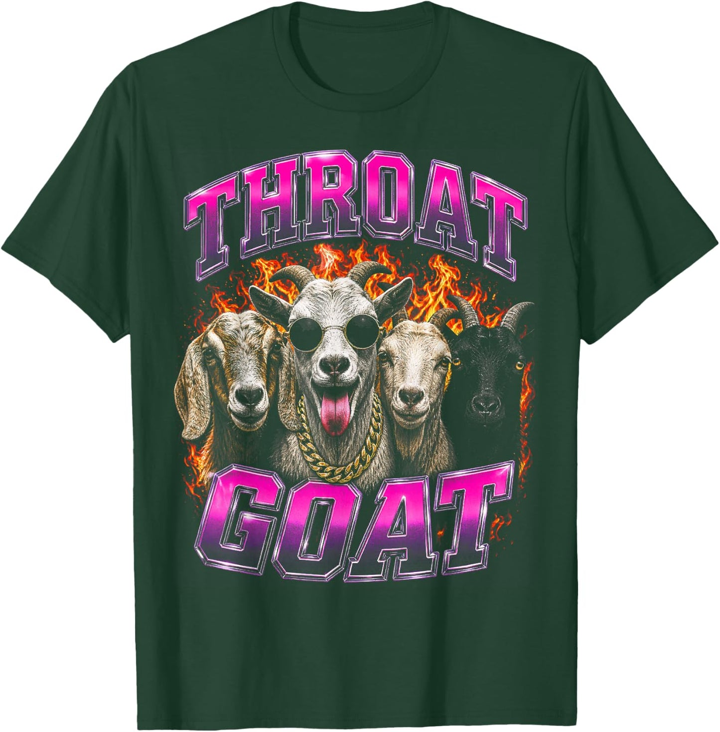 Throat Goat Funny Adult Humor Bootleg Y2K Graphic T-Shirt - T-Shirt | Forest