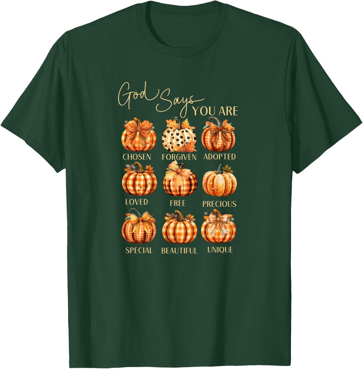 Fall Pumpkin Coquette Autumn God Says You Are Christian T-Shirt - T-Shirt | Forest