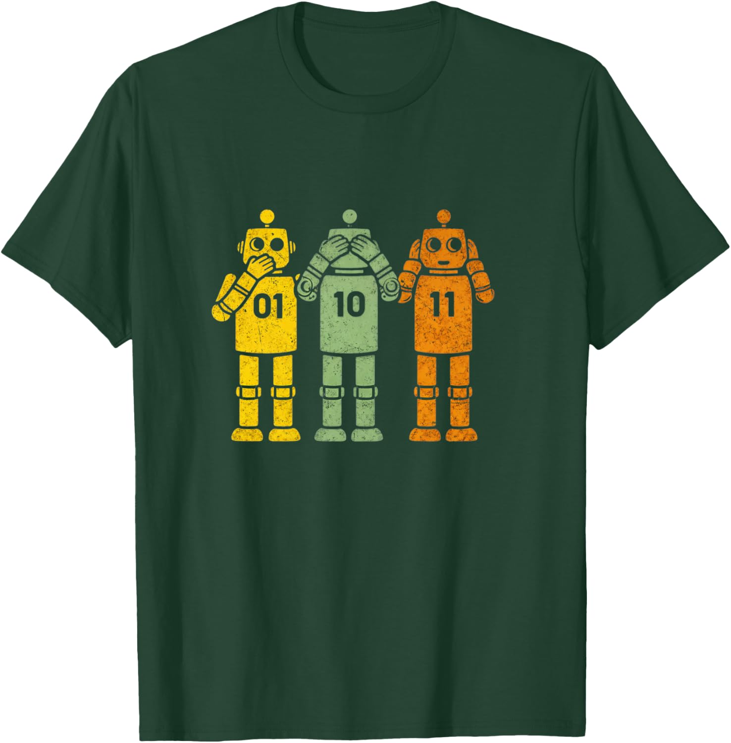 Funny 01 10 11 Binary Men Women Robot Geek 01 10 11 Robot T-Shirt - T-Shirt | Forest