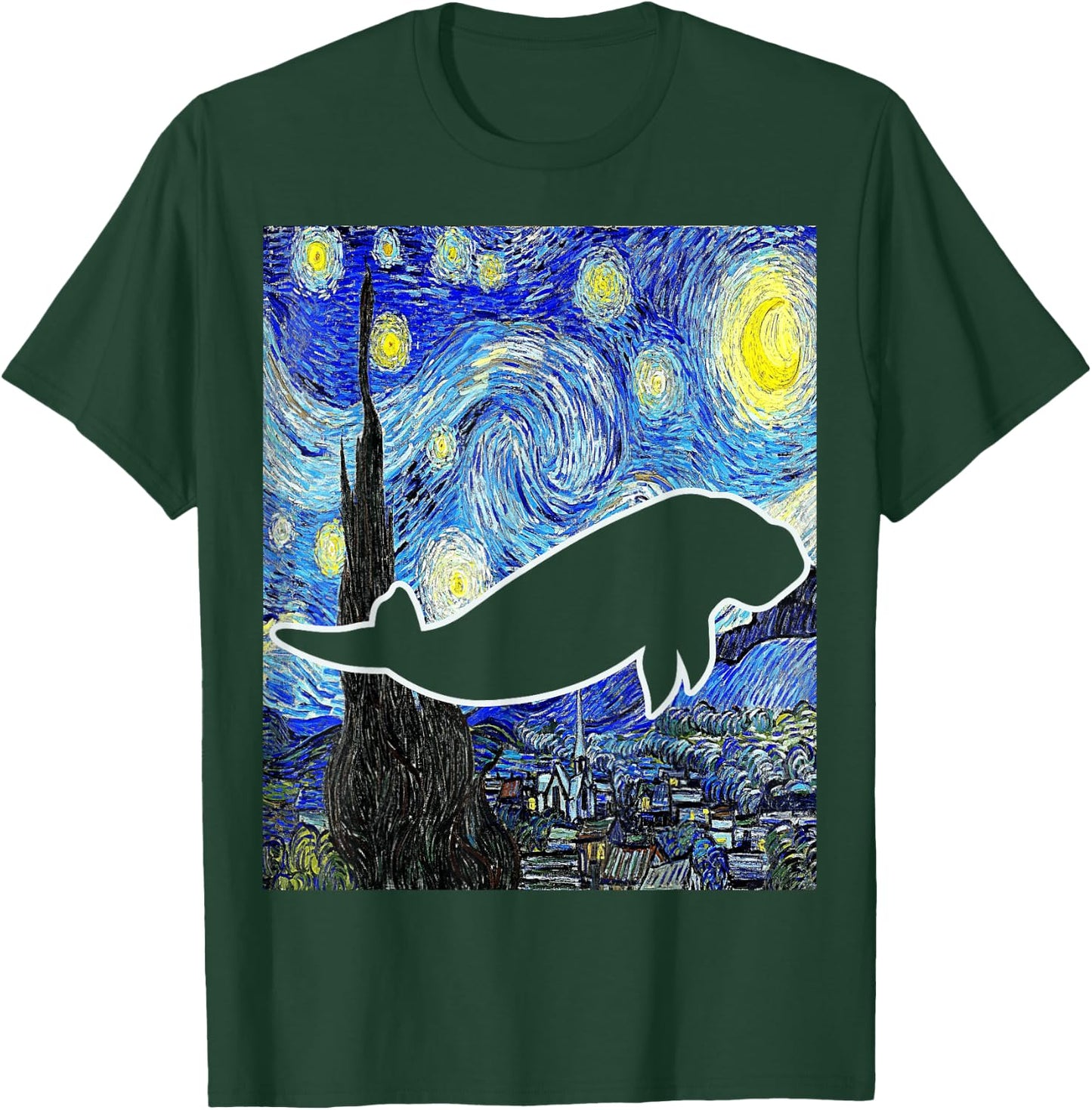 Dugong Starry Night Dugong Lover Oceanography Manatee T-Shirt - T-Shirt | Forest