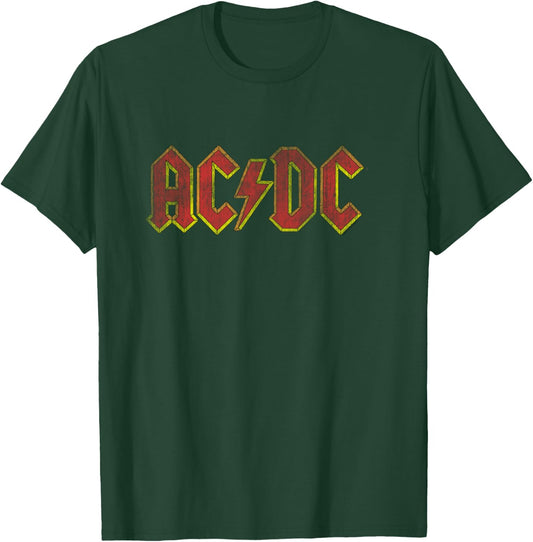 ACDC Distressed Red Logo Rock Music Band Shirt, black T-Shirt - T-Shirt | Forest