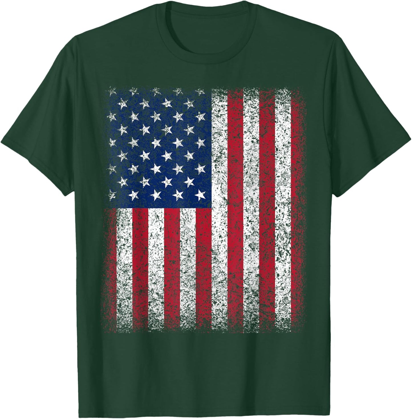 American Flag Patriotic USA Flag Red White Blue Distressed T-Shirt - T-Shirt | Forest