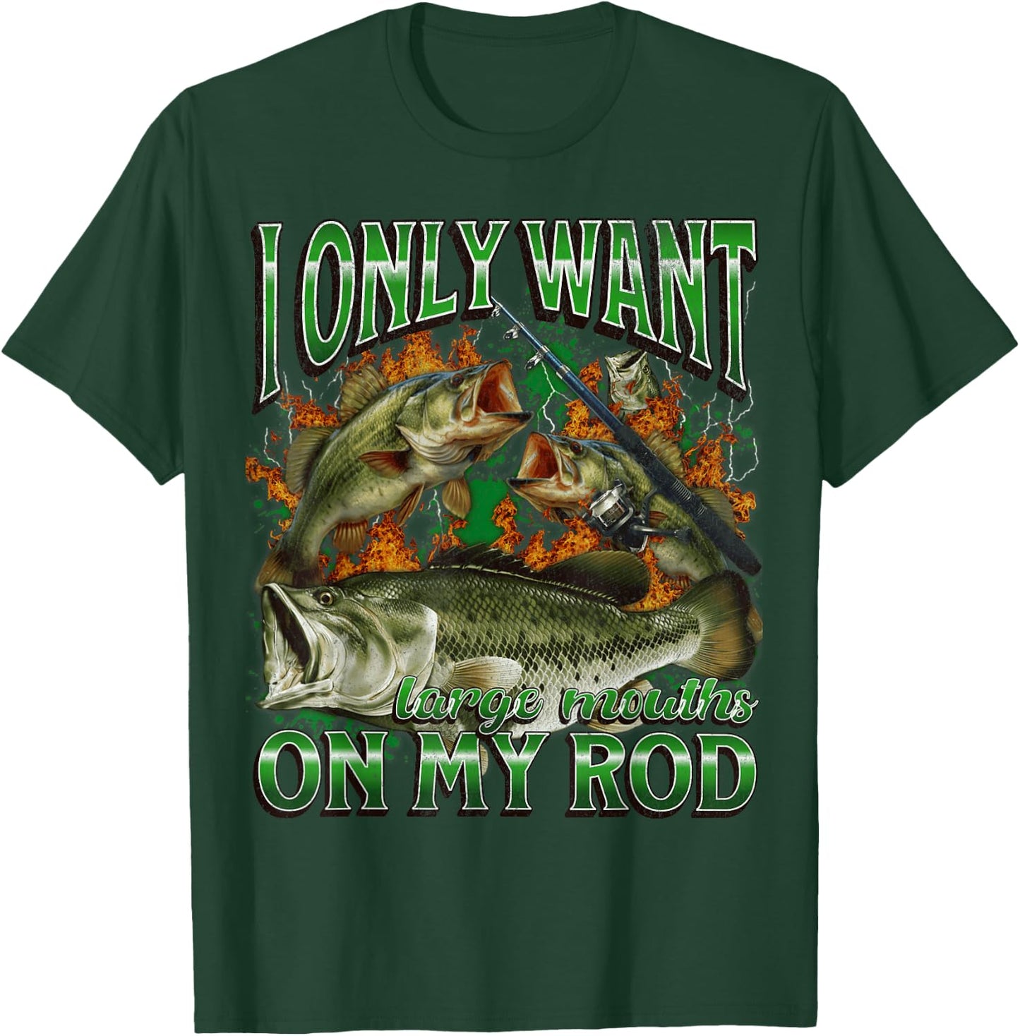 Bass Fish Funny Offensive Fishing Meme Bootleg Graphic T-Shirt - T-Shirt | Forest