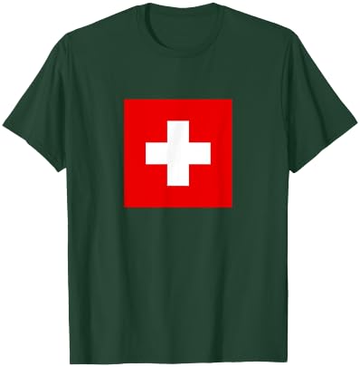 Swiss Flag Switzerland Classic Cross Design Square Logo T-Shirt - T-Shirt | Forest