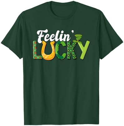 Feelin Lucky St. Patricks Day Horse Shoe Lucky Horseshoe T-Shirt - T-Shirt | Forest