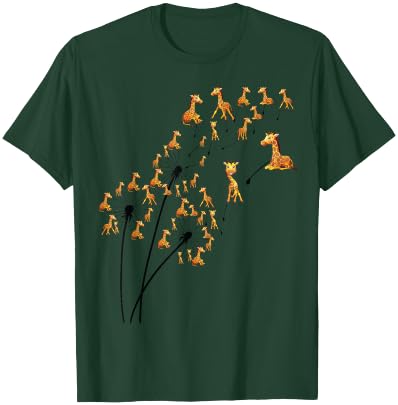 Dandelion Giraffe Flower, Giraffe Tree Floral , grey, S T-Shirt - T-Shirt | Forest