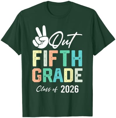 Peace Out Fifth Grade Class of 2026 Graduation Kids T-Shirt - T-Shirt | Forest