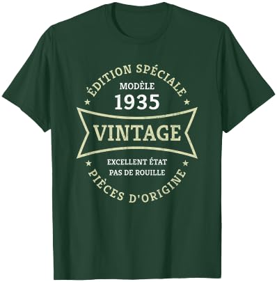 Vintage 90th Birthday Born in 1935 Vintage 90 Years Gift , Black, S T-Shirt - T-Shirt | Forest