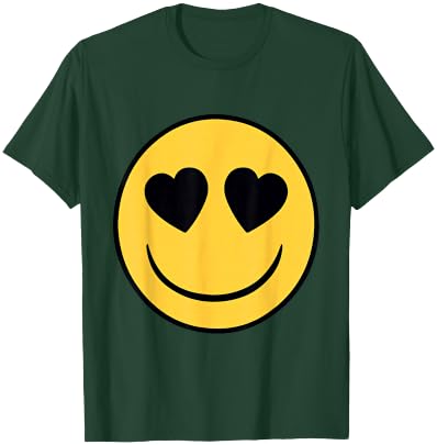 Emoji Official Retro Eyes Heart Shaped Yellow Smiling Face T-Shirt - T-Shirt | Forest