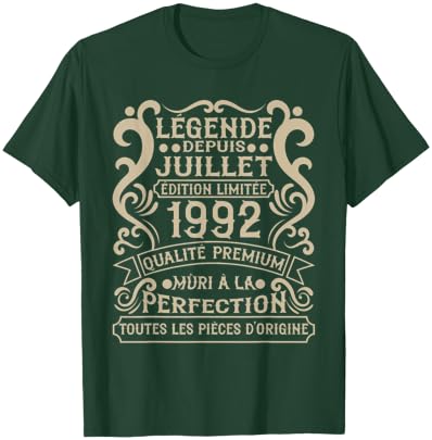 Juillet 1992-34 Ans Anniversaire Cadeau Vintage 1992 T-Shirt - T-Shirt | Forest