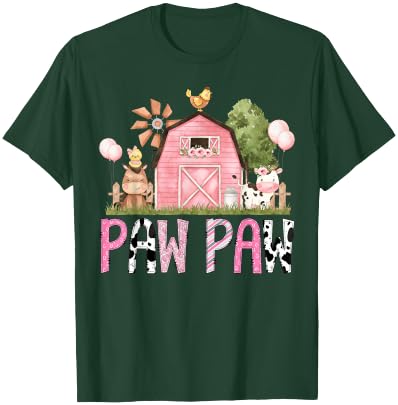Paw Paw Pink Farm Animal Birthday Kids Matching Family T-Shirt - T-Shirt | Forest