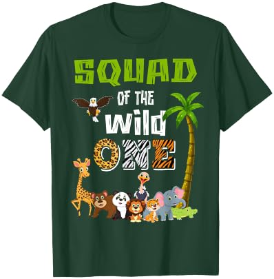 Squad Of The Wild One Zoo Themed 1st Birthday Party T-Shirt - T-Shirt | Forest