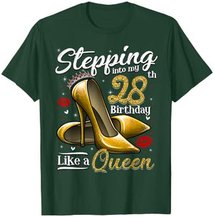 High Heels Stepping Into My 28th Birthday 28 and Fabulous T-Shirt - T-Shirt | Forest